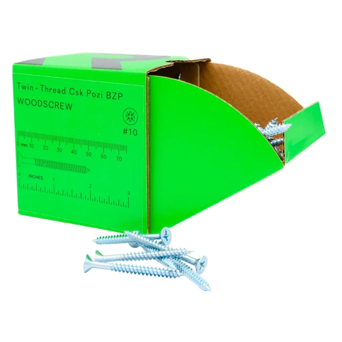 Rikä TWSR030 Woodscrew Twin-Thread CSK BZP 10 x 1 1/2in 200pk